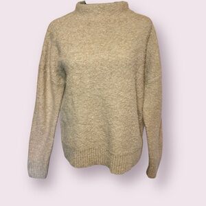 Joie Mock Neck Pullover Sweater Neutral Tan Knobby Knit Size Large